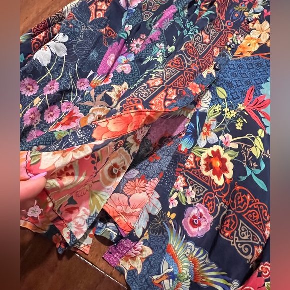 Johnny Was Maxi Floral Dress Button Front Blue Asian Print Small NWOT $328- - Picture 3 of 15